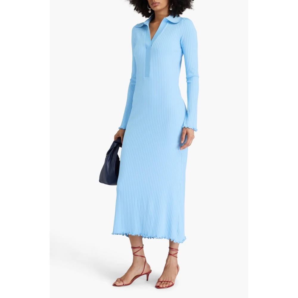 NWT RÓHE Ribbed Jersey Maxi Dress in Sky Blue